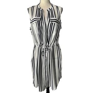 H&M Striped V-Neck Sleeveless Dress with Pockets Size 12